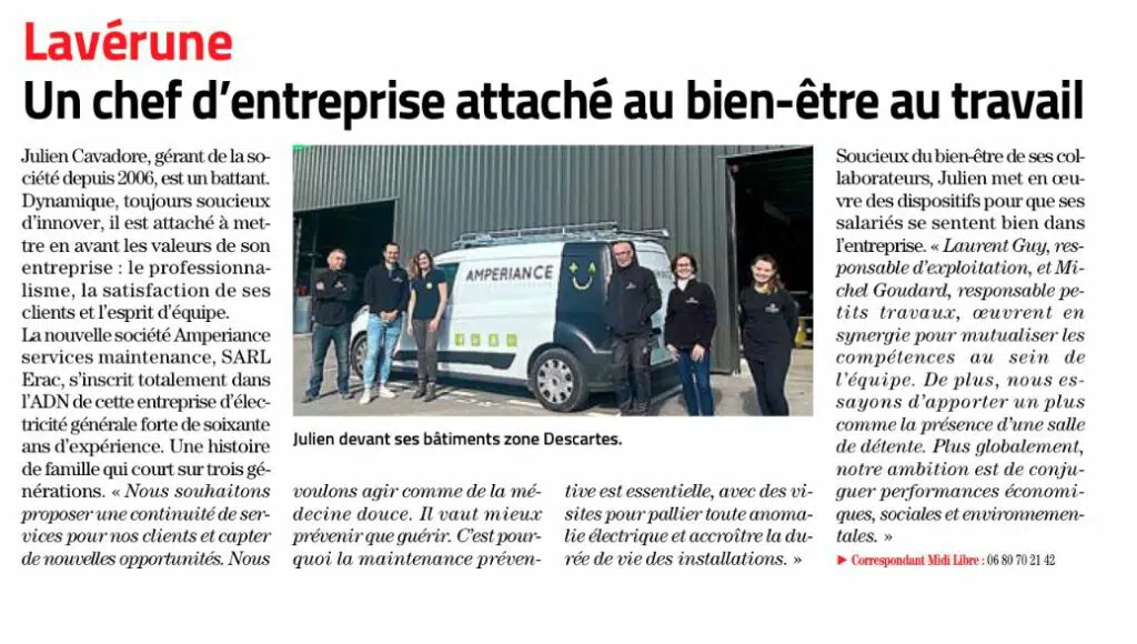 article de presse sur amperiance journal midi libre